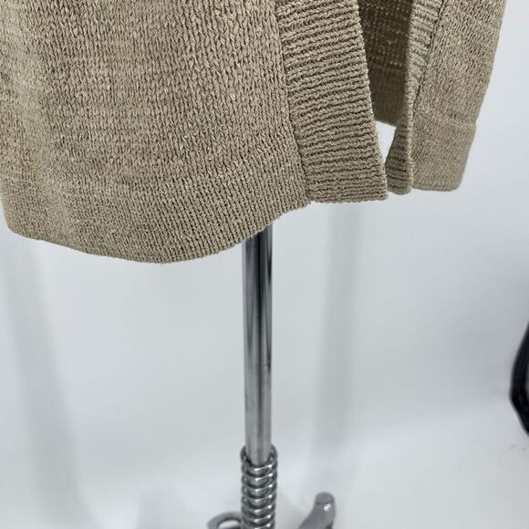 August Silk Collared Short Sleeve Knit Tunic Top Beige M - Picture 10 of 13